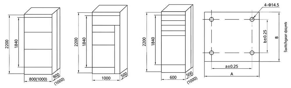 Outline dimensions and installation dimensions