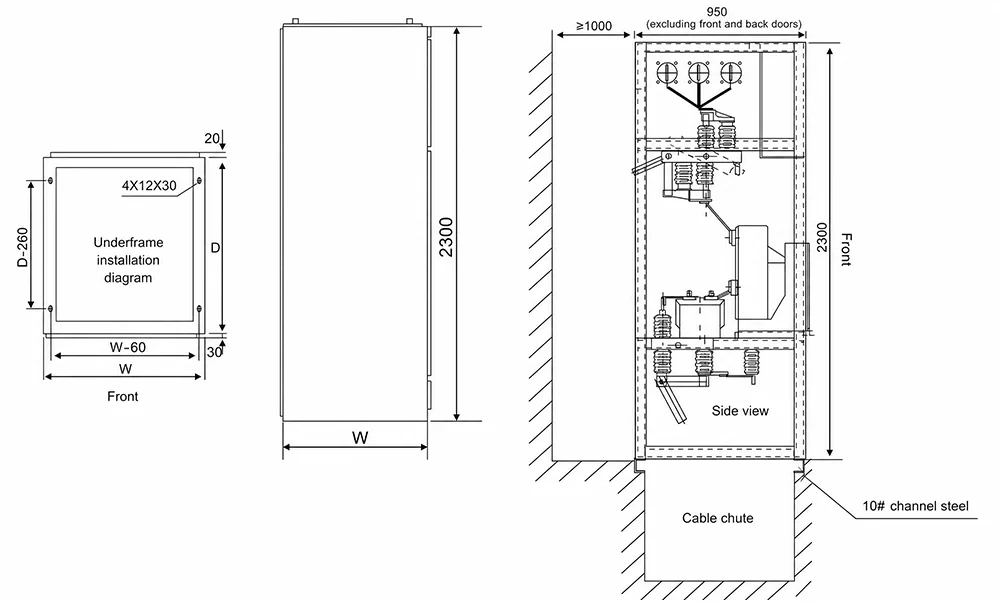 Switch cabinet outline size